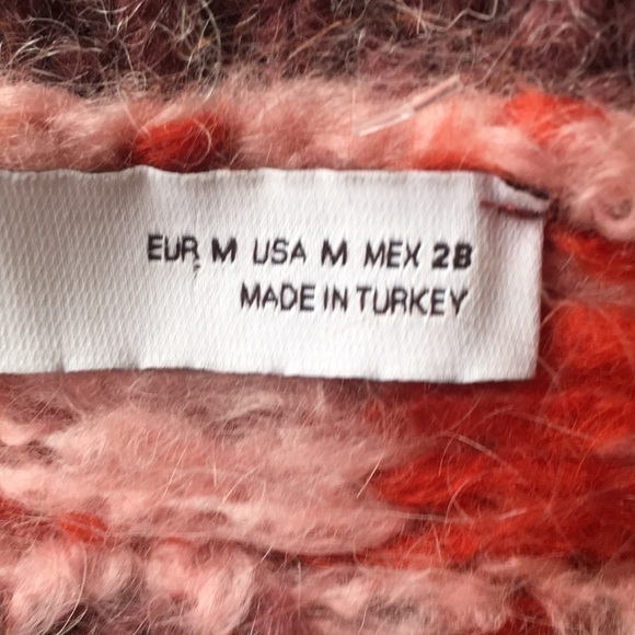 ZARA Pink Purple Puff Shoulder Retro Style Multicolor Sweater - Picture 7 of 10